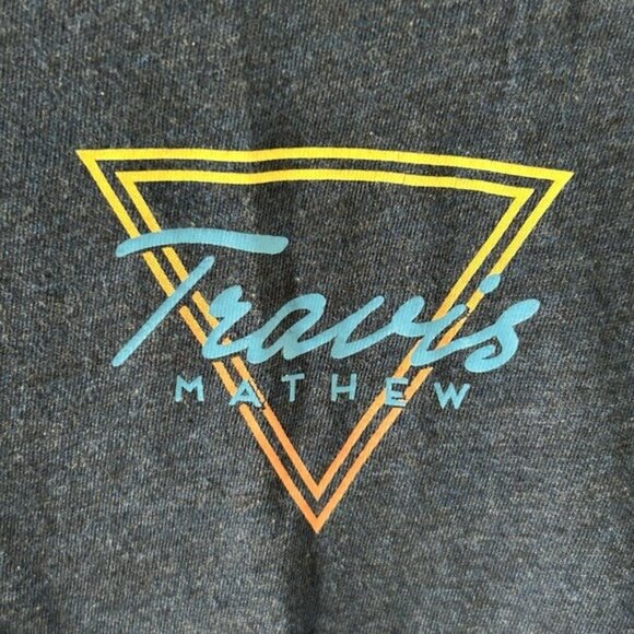 Travis Mathew Logo T-Shirt Blue Palm Trees Triangle Back Graphic Sz Medium Golf - Picture 4 of 16